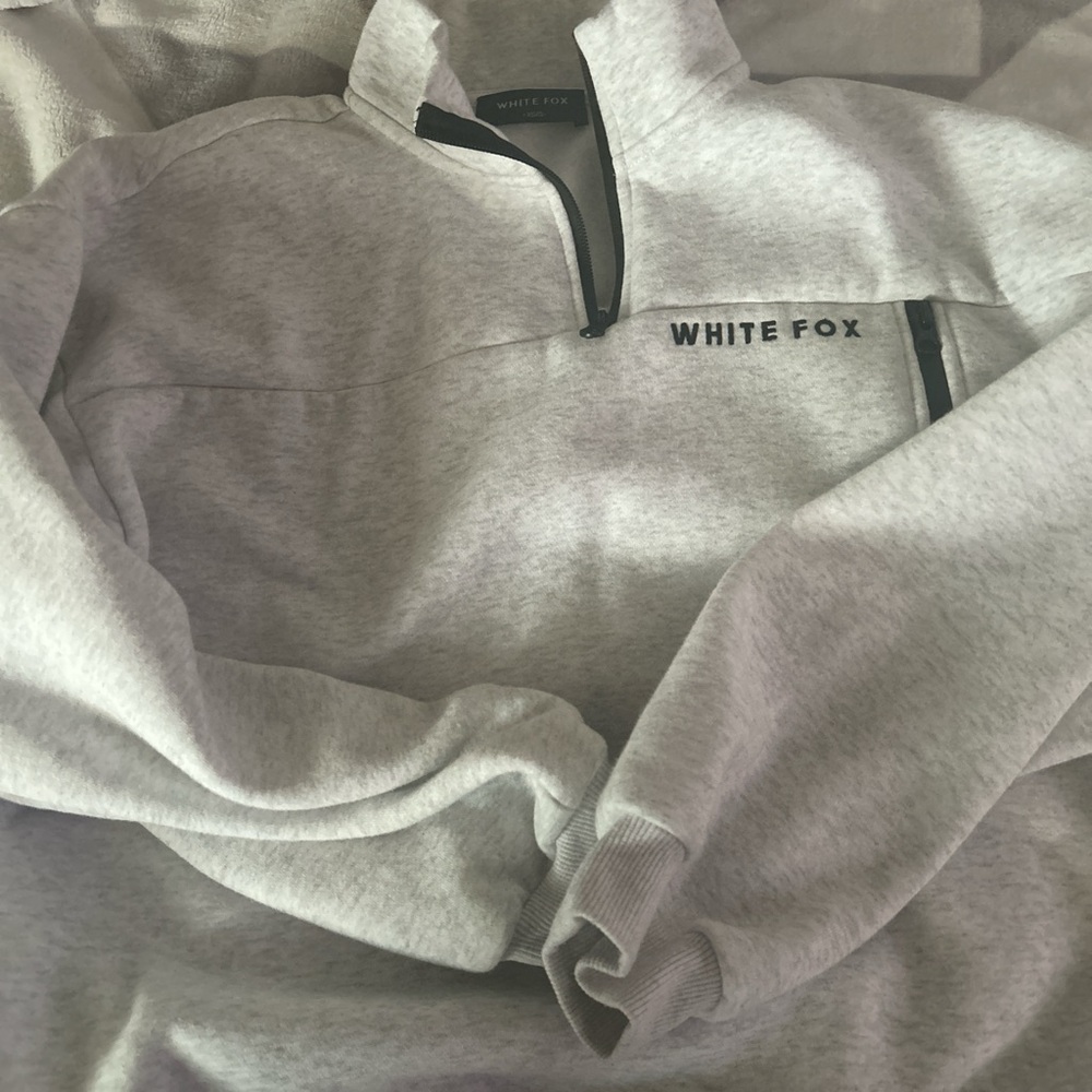 White Fox Boutique Gray Zip-Up Sweater